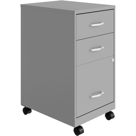 Nusparc 3-Drawer Mobile Organizer Vertical File Cabinet, 14.2" x 18" x 26.7", Gray NPRVF318CMSR